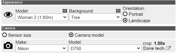 Auswahl Kamera-Modell